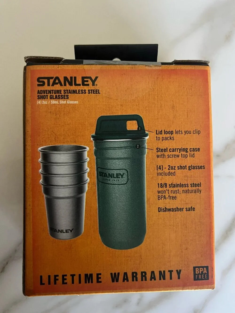 NIB Stanley Adventure Stainless Steel Packable Shot Glass Set NEW in box